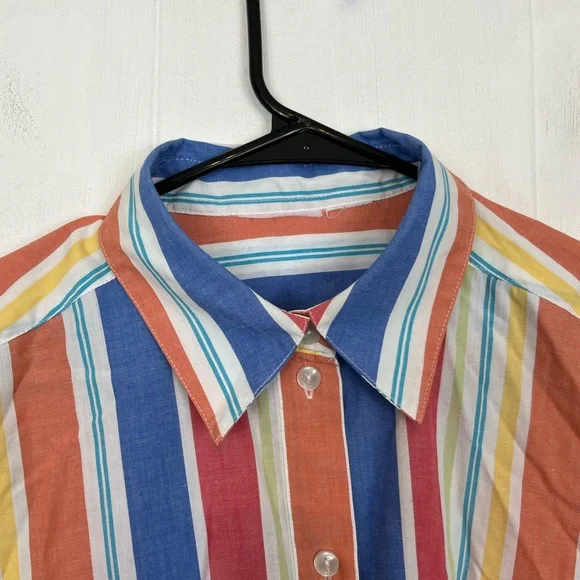 Vintage Single Stitch Striped Button Down Sz L - Picture 3 of 7